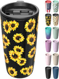 TILUCK 20 oz Insulated Tumbler with BPA-Free Lid, Stainless Steel Vacuum Travel Coffee Mug, Double Wall Coffee Tumbler for Cold Drinks（20oz，Sunflower） by TILUCKBringsGoodLuck
