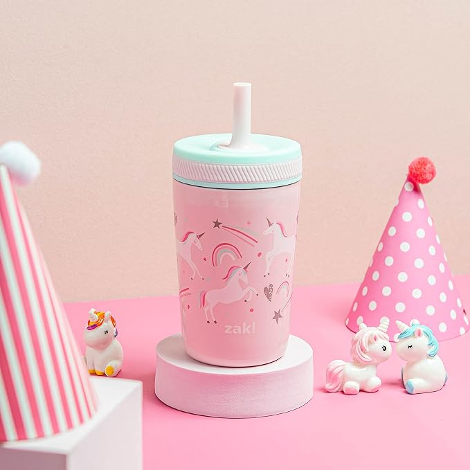 Zak Designs Kelso Toddler Cups For Travel or At Home, 12oz Vacuum Insulated Stainless Steel Sippy Cup With Leak-Proof Design is Perfect For Kids (Fanciful Unicorn) - Image 9