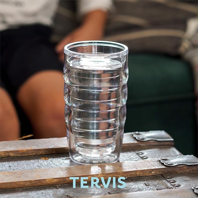 Tervis Clear & Colorful Lidded Made in USA Double Walled Insulated Tumbler Travel Cup Keeps Drinks Cold & Hot, 10oz Wavy, Black Lid - Image 6