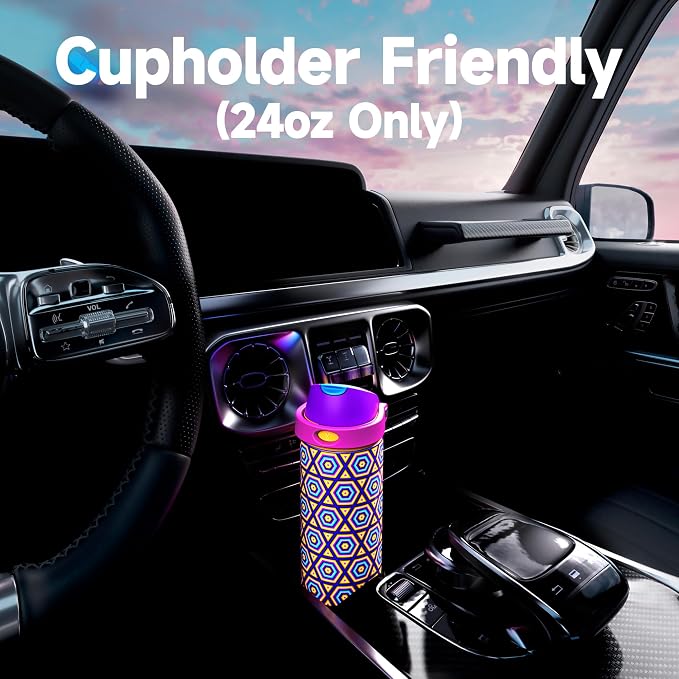 24 oz Insulated Water Bottle for Women: Meoky Stainless Steel Water Bottle with Holder and Shoulder Strap - Leak Proof, Cold for 24 Hours, Protective Silicone Base, BPA-Free for Travel Gym, Neon Beat - Image 8