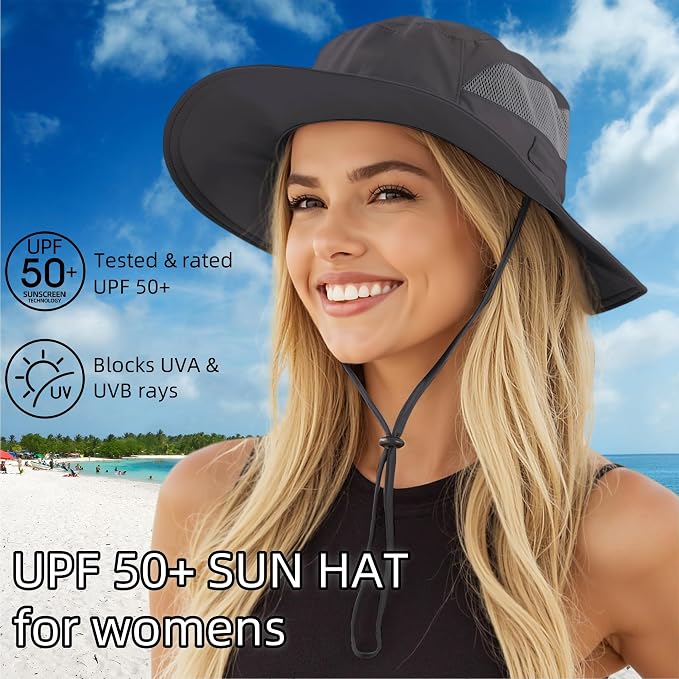 Connectyle Women's UPF 50+ Sun Hat UV Protection Wide Brim Bucket Hat Summer - Image 2