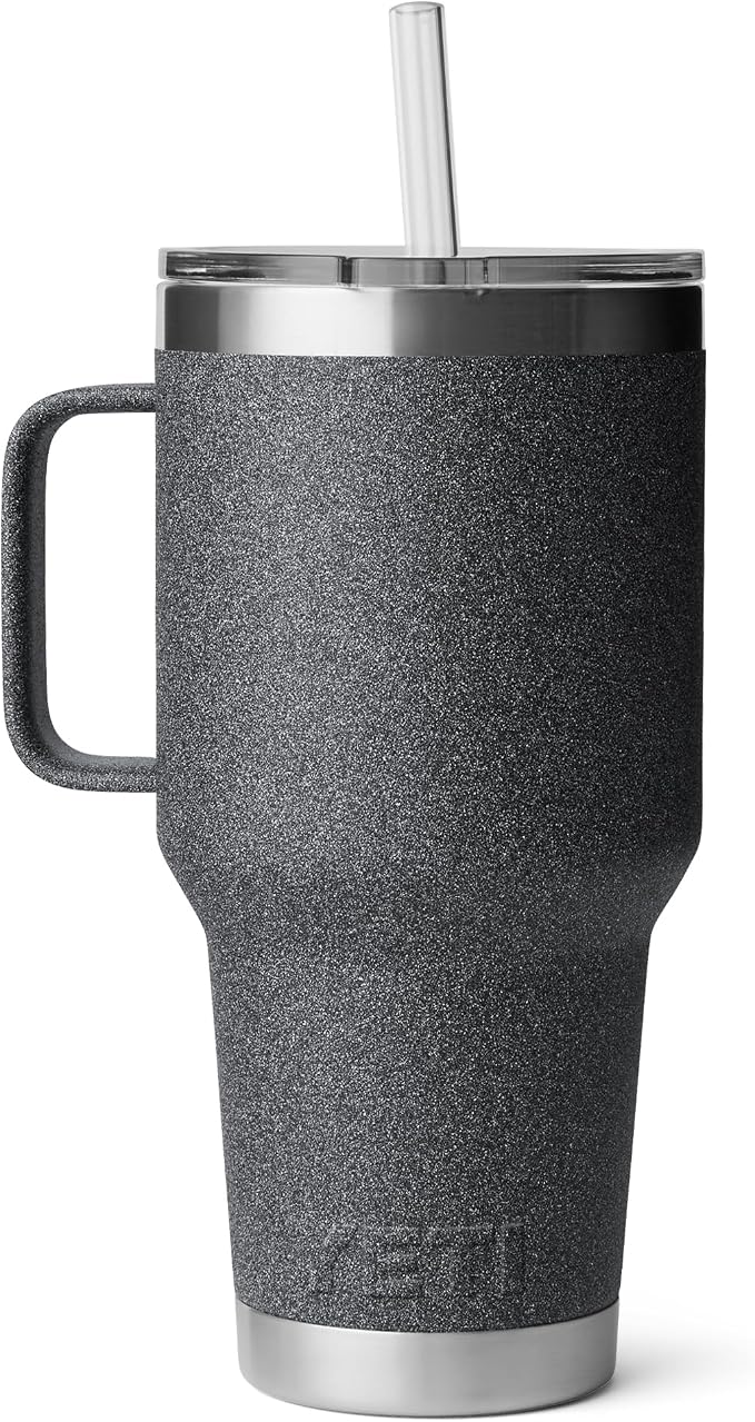 YETI Rambler 35 oz Tumbler with Handle and Straw Lid, Travel Mug Water Tumbler, Vacuum Insulated Cup with Handle, Stainless Steel, Black Stone - Image 9