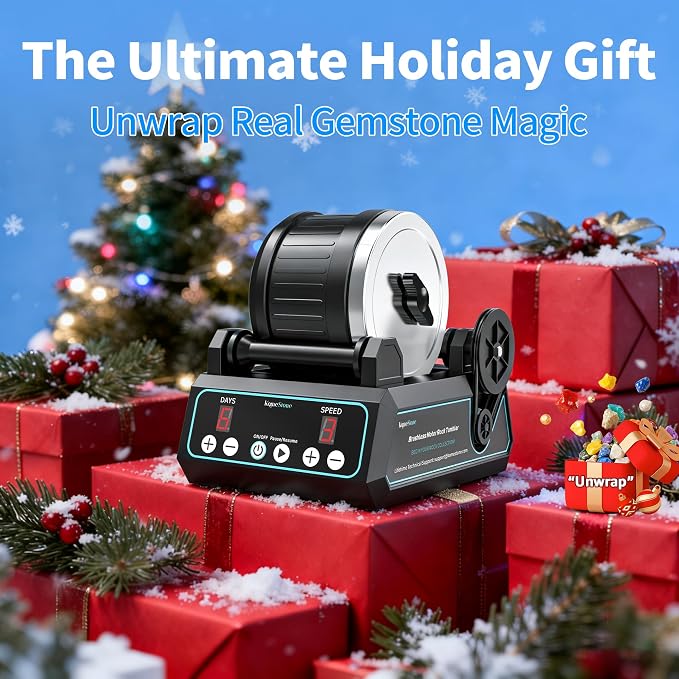 K1 Pro Professional Cutting-Edge Brushless Motor Advanced Rock Tumbler Polisher Kit, Large 2.5Lb Barrel with 3-Speed & 9-Day Timer, Includes All Accessories, Ideal Gift for Adults & Rock Collectors - Image 9