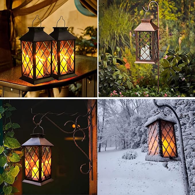 Solar Outdoor Lantern, Garden Hanging Waterproof Lanterns PVC Upgrade 3 LED - Image 3