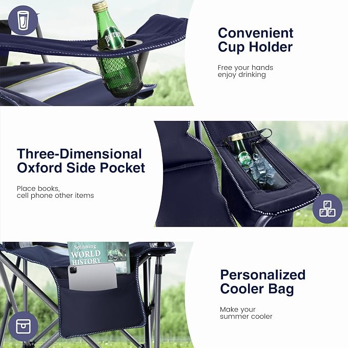 HIGH POINT SPORTS Oversized Camping Folding Chair, Heavy Duty Portable Outdoor - Image 6