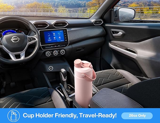 POWCAN 26 oz Insulated Water Bottle with 2-in-1 Straw and Spout Lid, Keep Cold 24H, Leak-Proof, Fits in Car Cup Holder, Stainless Steel Water Bottle for Sports, Travel, and School (Sea Breeze) - Image 4