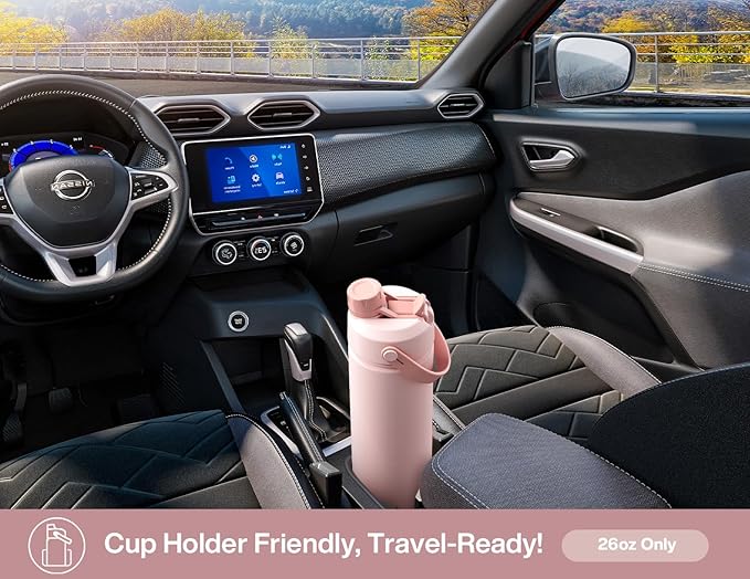POWCAN 26 oz Insulated Water Bottle with 2-in-1 Straw and Spout Lid, Keep Cold 24H, Leak-Proof, Fits in Car Cup Holder, Stainless Steel Water Bottle for Sports, Travel, Gym, and School (Dried Rose) - Image 4