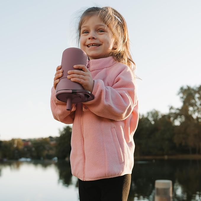 BrüMate Leap 12oz 100% Leakproof Kids Tumbler with Handle and Silicone Soft Straw | Drop Resistant Silicone Sleeve | For Kids 4+ | Insulated Stainless Steel | Cup Holder Friendly | 12oz (Neon Pink) - Image 3