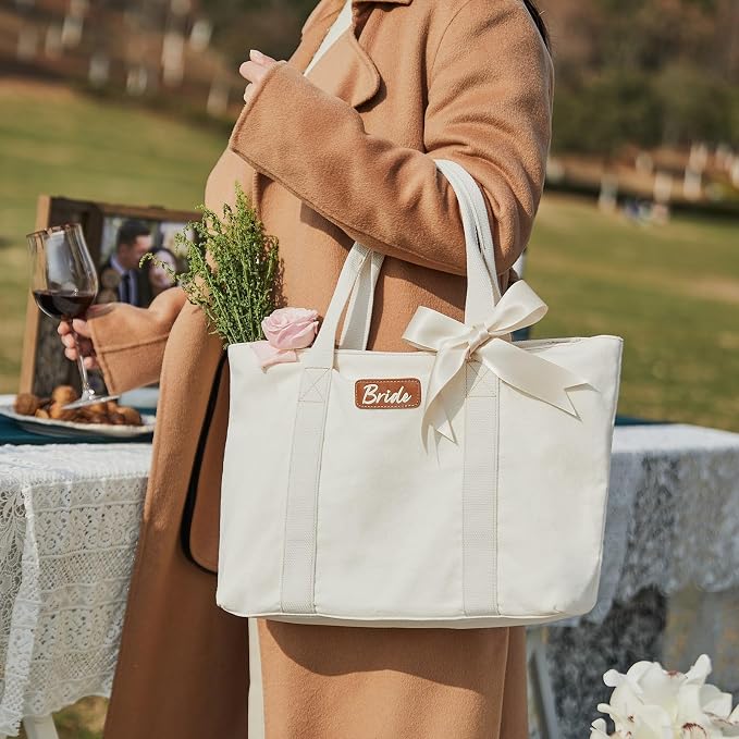 AW BRIDAL Monogram Canvas Tote Bag - Image 7