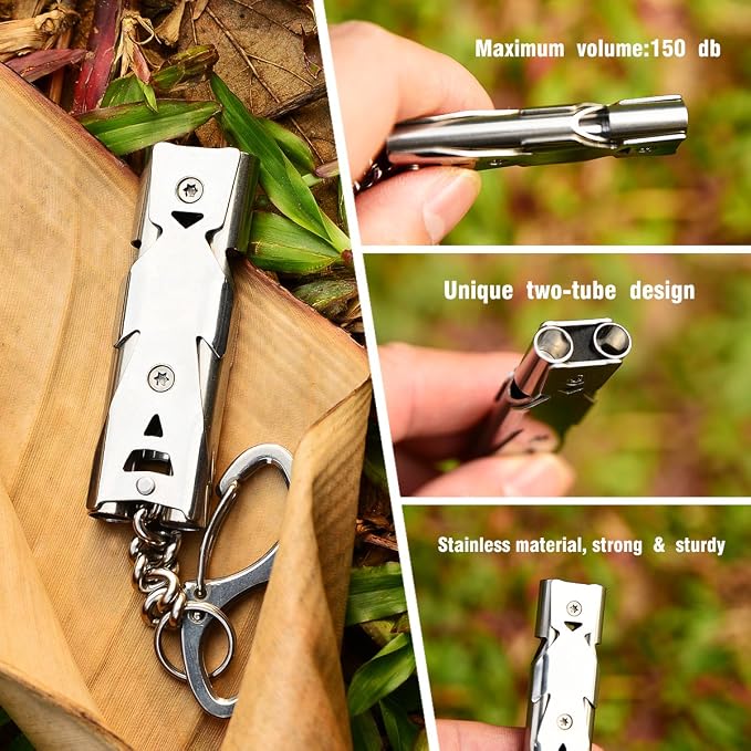 Whistle Emergency Whistles Keychain Rape Whistle Stainless Steel High Decibel - Image 3