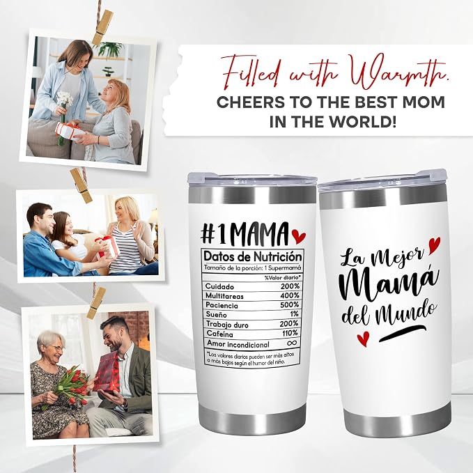 TEEZWONDER Birthday Gifts for Mom from Daughter Son - 20 oz Stainless Steel Tumbler with Lid - Mothers Day Birthday Gifts for Mom Mama Mother in Law Stepmom, Regalos para Mamá Tumblers for Women - Image 7