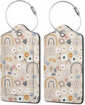 2Pcs Luggage Tag for Suitcase Boho Flowers Rainbow Cute Suitcase Tag by Gearsly