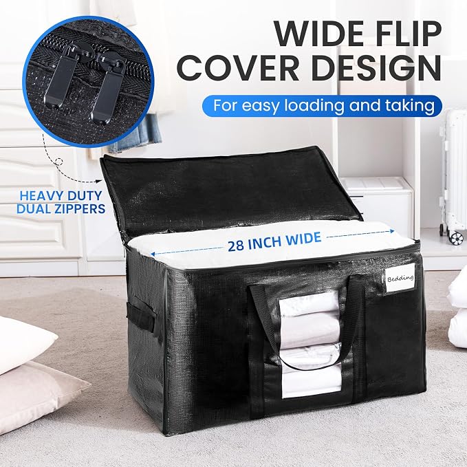 TAILI Extra Large Moving Bags, 12 Pack Black Heavy Duty Totes - Image 4