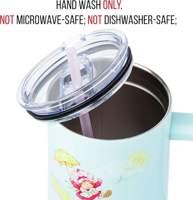 Silver Buffalo Strawberry Shortcake and Custard Stainless Steel Tumbler with Handle, Fits in Standard Cup Holder, 40 Ounces (Pack of 12) - Image 4