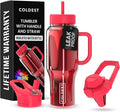 Coldest Tumbler with Handle and Straw - 100% Spill Proof Tumbler with Straw (3 Lids), Stainless Steel Insulated Leakproof Tumblers for Women & Men - 36 oz (Raspberry Reflections) by Coldest