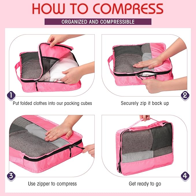 5 Pcs Packing Cubes for Suitcase Large Travel Cubes Carry on Luggage Organizer - Image 3