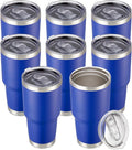30 oz Tumbler with Lid Stainless Steel Tumblers Bulk Vacuum Insulated Cup Reusable Powder Coated Travel Mug Double Wall Leak Proof Cups Keep Cold Drinks for 12 Hours Blue, Set of 8 by CoolYoleb