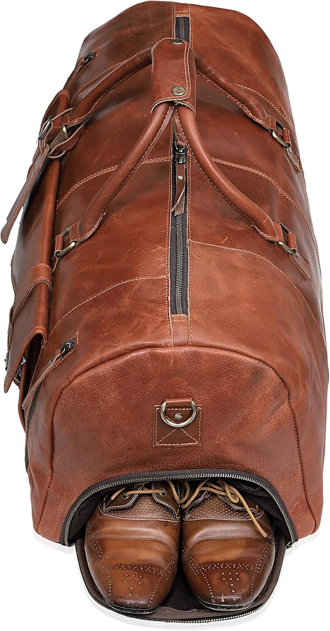 20 Inch Leather Duffle Bag Handmade Rustic Overnight Weekend Bag - Image 3