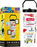 Get Trend Friends Tumbler with Straw 30oz Kids Teens Adults Insulated Cup with Lid Handle Travel Mug Cups with Lids for Office Gifts (White Friends) by GetTrend