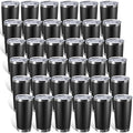 Sieral 36 Pack Stainless Steel Tumblers Bulk with Lids Double Wall Vacuum Insulated Coffee Cups Blank leakproof Powder Coated Tumblers for Engraving Wedding Graduation Party Favors(20 oz,Black) by Sieral