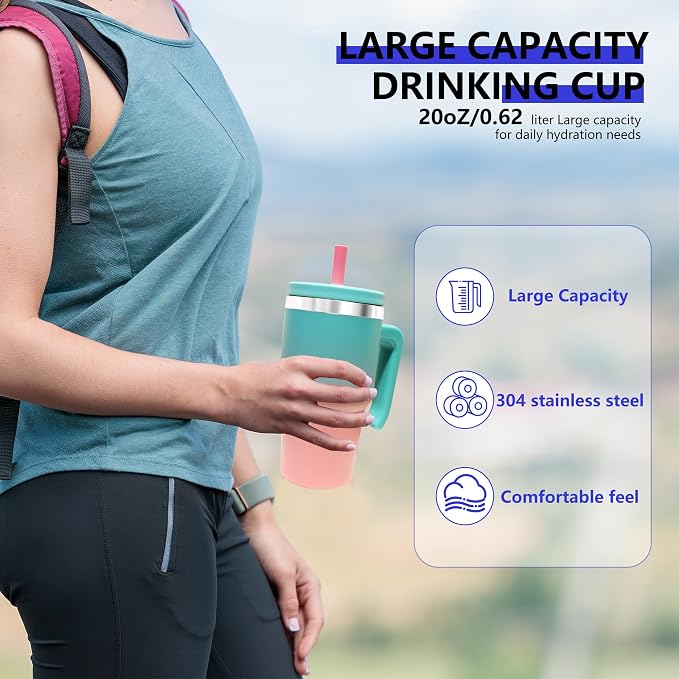 20-OZ Insulated Water Bottle,Insulated Stainless Steel Tumbler,Reusable Cold Drink Thermos,BPA-Free, Double-Wall Stainless Steel Water Bottle (Pink Blue Gradient, 20, Fluid Ounces) - Image 4