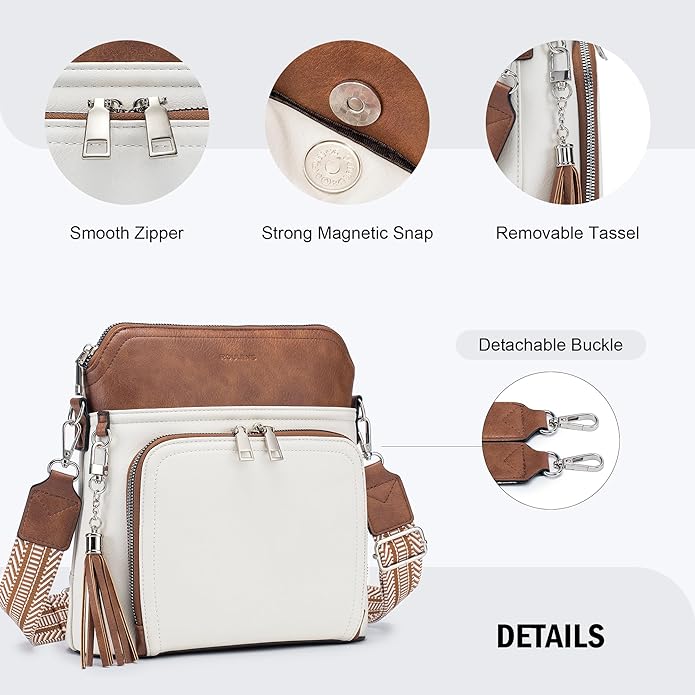 Crossbody Purse for Women, Lightweight Medium Crossbody Bag Soft Leather - Image 6