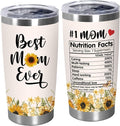 TEEZWONDER Mothers Day Gifts for Mom from Daughter Son - #1 Nutrition Facts Sunflower Stainless Steel Insulated Coffee Tumbler with Lid 20 oz - Birthday Gifts for Mama Grandma Women by Teezwonder