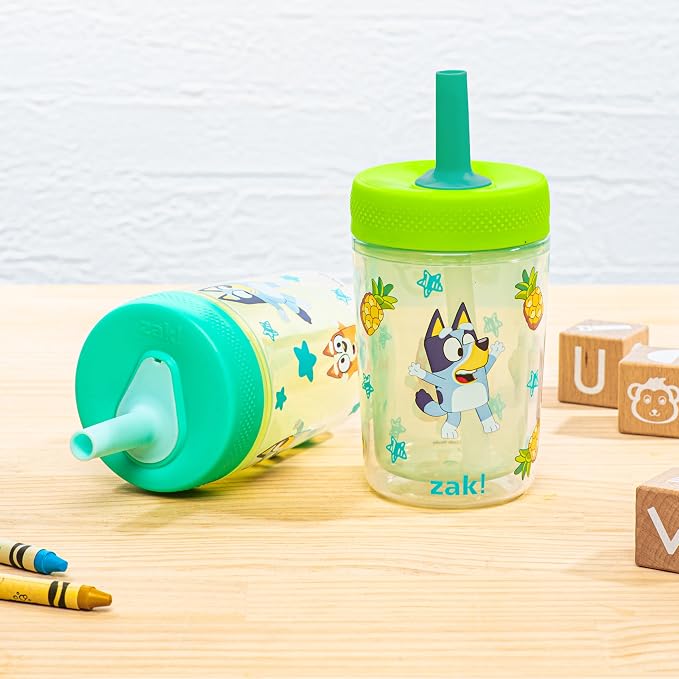 Zak Designs Bluey Capri Toddler Tumblers For Travel or At Home, 9oz 2-Pack Double Wall Plastic Sippy Cups With Leak-Proof Design is Perfect For Kids (Bluey, Bingo) - Image 3