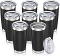 20 oz Tumbler with Lid Stainless Steel Insulated Tumblers Bulk Double Wall Vacuum Cups Powder Coated Travel Mug Keep Drink Cold and Hot, Black, 8 Pack by Orebigo
