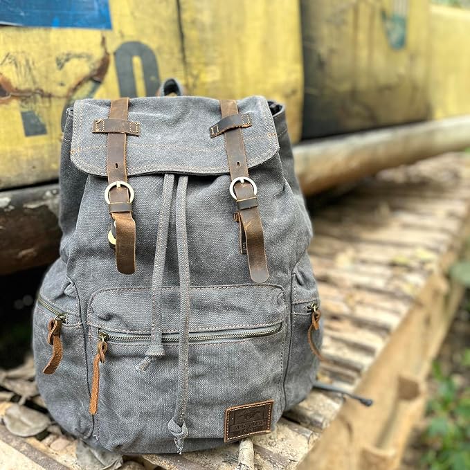 AUGUR High Capacity Canvas Vintage Backpack - Image 5