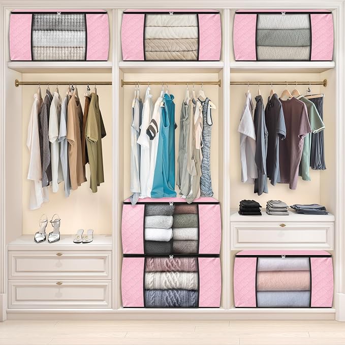 Fab totes 6 Pack Clothes Storage, Foldable Thick Fabric Blanket Storage Bags - Image 6
