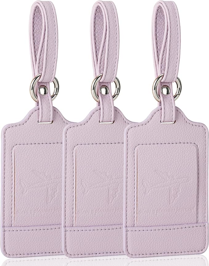 Teskyer Luggage Tags, 3 Pack Premium PU Leather Luggage Tags by TESKYER
