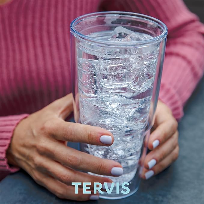 Tervis Clear & Colorful Lidded Made in USA Double Walled Insulated Tumbler Travel Cup Keeps Drinks Cold & Hot, 24oz, Blue Lid, 1 Count (Pack of 1) - Image 6