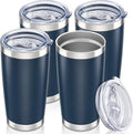 20 oz Tumbler with Lid Stainless Steel Insulated Tumblers Bulk Double Wall Vacuum Cups Powder Coated Travel Mug Keep Drinks Cold and Hot, Navy, 4 Pack by Orebigo