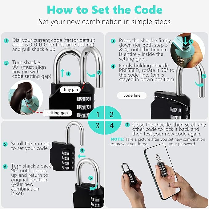 CL11MC Combination Lock, 4 Digit Outdoor Combination Padlock Set Your own - Image 5