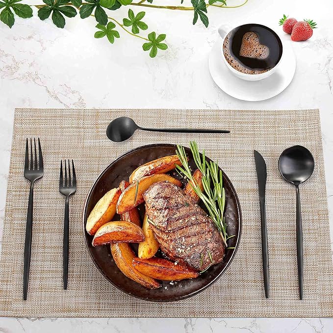 Matte Black Silverware Set for 4, IBIILII JEFF 20 Pieces Stainless Steel - Image 6