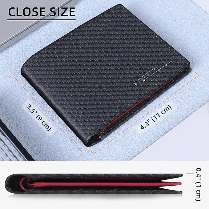 VISOUL Wallet for Men with 2 ID Windows 8 Credit Card Slots 2 Cash Compartments - Image 4