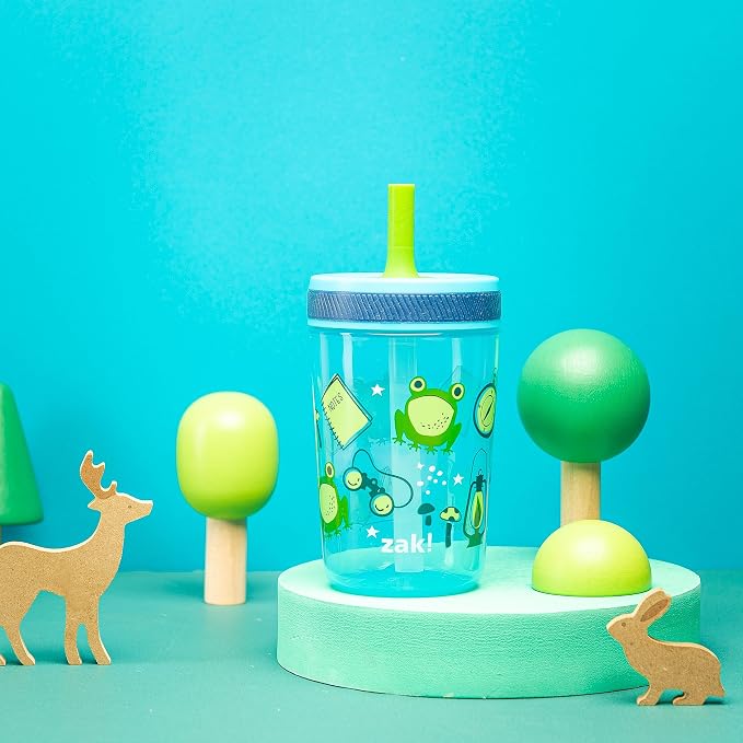 Zak Designs Kelso 15 oz Tumbler 2pc Set, (Campout) Leak-Proof Screw-On Lid with Straw Made of Durable Plastic and Silicone, Perfect Cup Bundle for Kids - Image 3