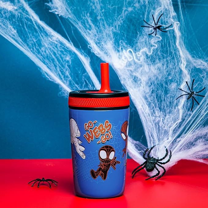 Zak Designs Marvel Spider-Man Kelso Toddler Cups For Travel or At Home, 12oz Vacuum Insulated Stainless Steel Sippy Cup With Leak-Proof Design is Perfect For Kids (Spidey and His Amazing Friends) - Image 2