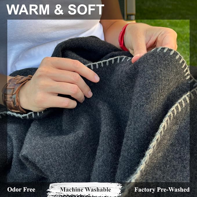 EKTOS 100% Virgin Wool Blanket, Thick Fabric, Winter Essentials - Image 2