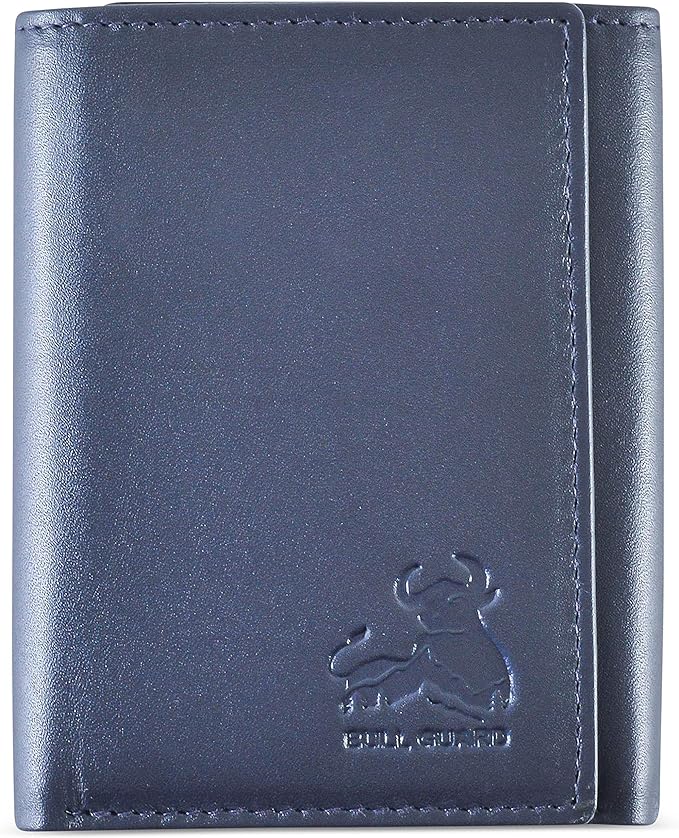 Leather Wallet for Men with RFID Blocking in Mountain Sky Blue by BullGuard