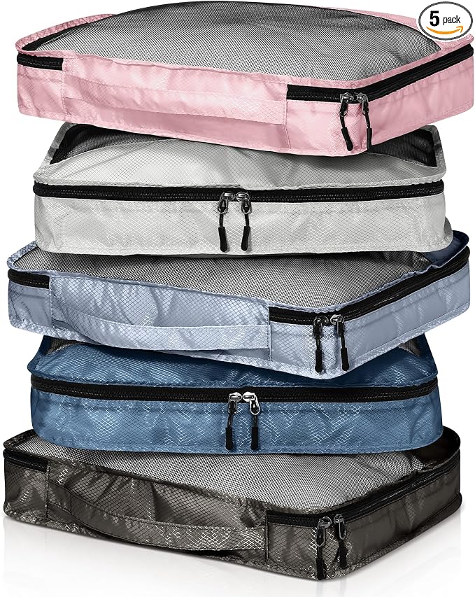 5 Pcs Packing Cubes for Suitcase Large Travel Cubes Carry on Luggage Organizer by Bulyoou