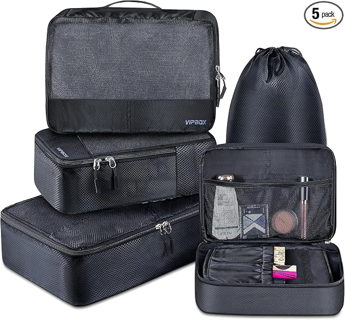 5 Set Packing Cubes Travel for Luggage Durable Suitcases Organizer Bags by VIPBOX
