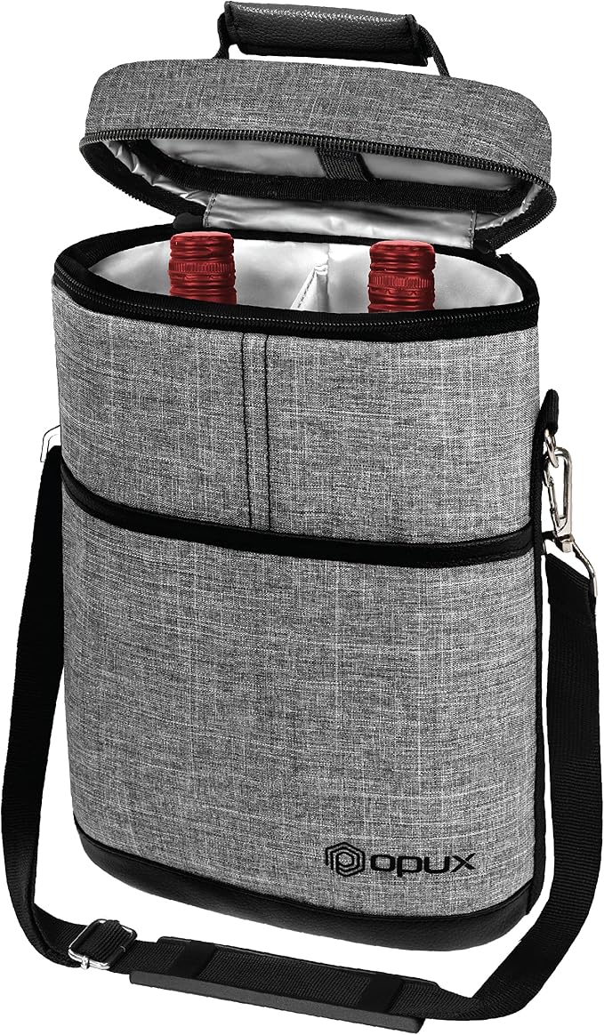 opux 2 Bottle Wine Carrier Tote, Insulated Leakproof Wine Cooler Bag, Wine by OPUX