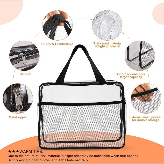 XEWEA Large Small Clear Travel Toiletry Bags - Image 3