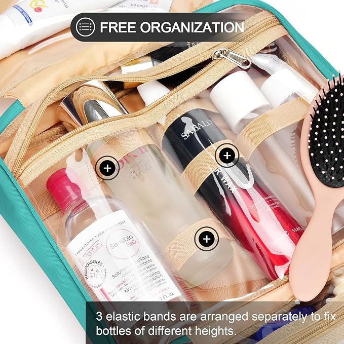 Travel Hanging Toiletry Bag for Women, Large Makeup Bag 8 Leak Proofing - Image 4