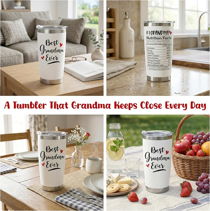TEEZWONDER Grandma Mothers Day Gift from Granddaughter Grandson - Stainless Steel Insulated Coffee Tumbler with Lid 20 oz - Birthday Gifts for Grandma, Nana Gift Ideas, Gigi Gift for Women - Image 6