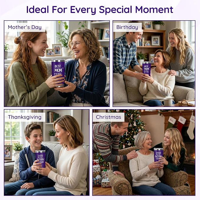 TEEZWONDER Mothers Day Gifts for Mom from Daughter Son - Best Mom Ever 20 oz Stainless Steel Insulated Coffee Tumbler with Lid - Birthday Gifts for Moms, Mama Gift for Mother in Law Stepmom - Image 8