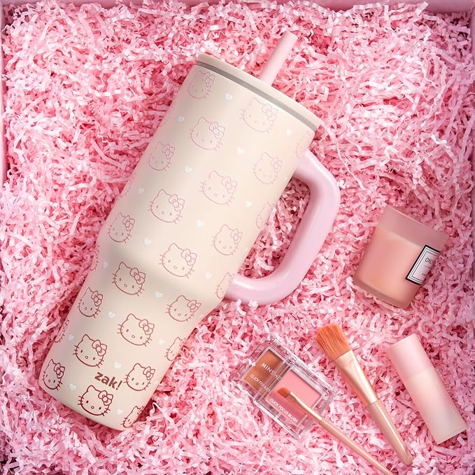 Zak Designs Sanrio Sutton Travel Tumbler for On the Go or At Home, 40oz Stainless Steel with Vacuum Insulation, Silicone Straw, and Carry Handle for Cold Drinks (Hello Kitty) - Image 9