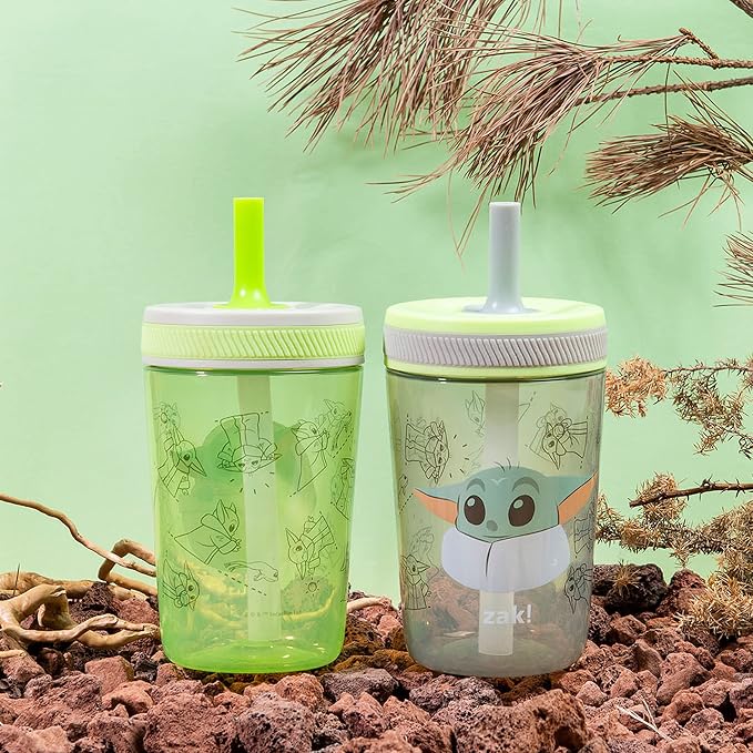 Zak Designs Star Wars The Mandalorian Kelso Toddler Cups For Travel or At Home, 15oz 2-Pack Durable Plastic Sippy Cups With Leak-Proof Design is Perfect For Kids (Baby Yoda, Grogu) - Image 9